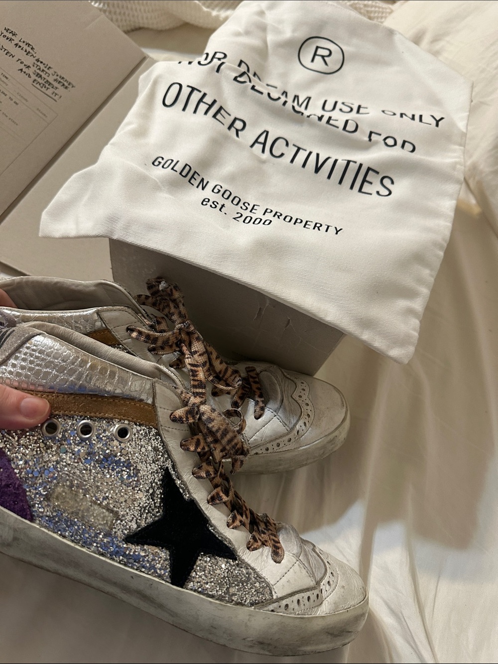 Golden Goose Silver Glitter Star mid star Sneakers - Silver/Black